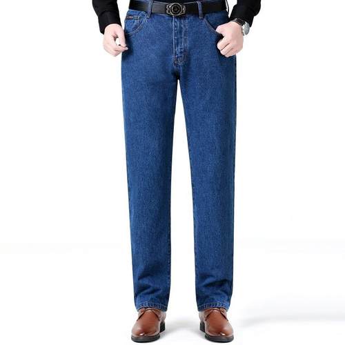 2317-ZZ024秋弹冬力式男休闲牛仔裤中青年四面弹男裤厚款男士直筒