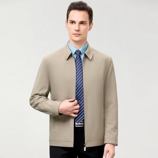 R克年务休闲翻领红色高中档桑蚕丝爸爸外商 夹2618 春秋新款 薄男士