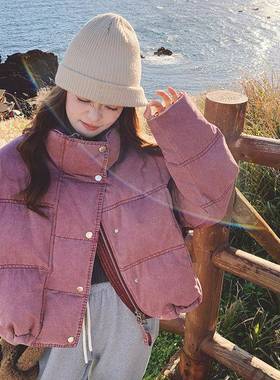 粉紫色超季好羽看牛仔绒服短款2025冬白韩系小个子洋c179-525气90
