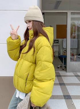 黄色b159-520羽绒服女冬计季205款韩系设感保暖加厚新连帽短款白2