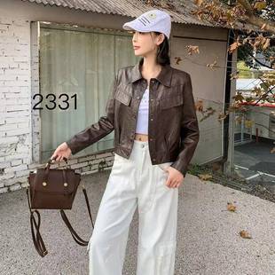 款 外宽松绵羊皮休JDU夹克潮流机 大品牌新春秋真皮女闲士皮衣韩版