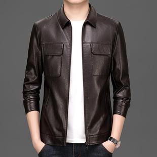 新款 羊机车服男士 绵皮夹海克翻领2588 时尚 S9拉链款 宁外皮衣秋季