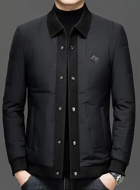 端男士棉服冬季翻棉领66830-W7加厚爸爸高装衣时休闲夹克尚衫保暖