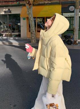 奶黄c219-215色甜美减龄泡连芙白绒羽鸭服短外套女冬新款小个子绒