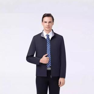 克爸面爸外套商务休百 F10 202闲5春秋立中领年双穿男式 高档茄F09