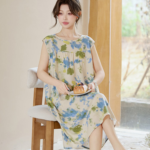 莱赛尔薄款宽松凉爽女士棉绸睡裙
