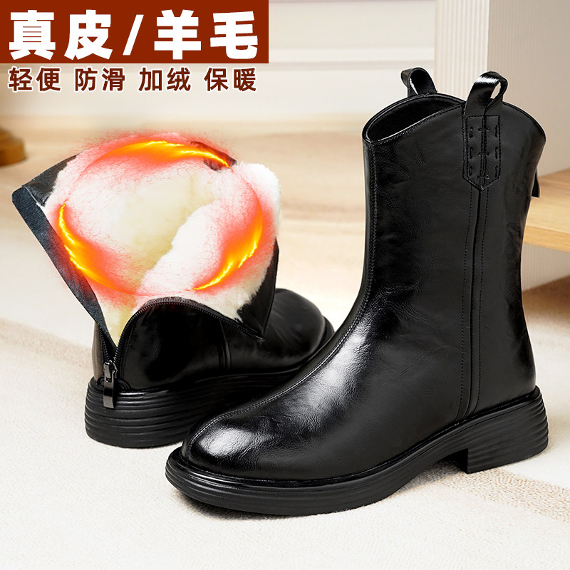 马丁靴女冬加绒加厚靴子短靴真皮羊毛皮毛一体雪地靴平底女士棉鞋,女鞋,时装靴,淘宝优惠券,粉丝福利购,淘宝优惠卷