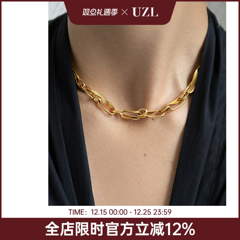 缠绕项链女复古港式钛钢个性锁骨