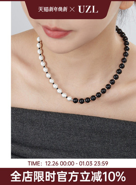 小众设计黑白串珠项链女