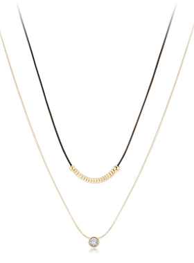 双层叠戴项链女小众气质小方块