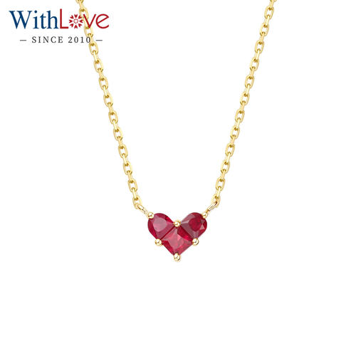 WithLove18K金心形红宝石项链