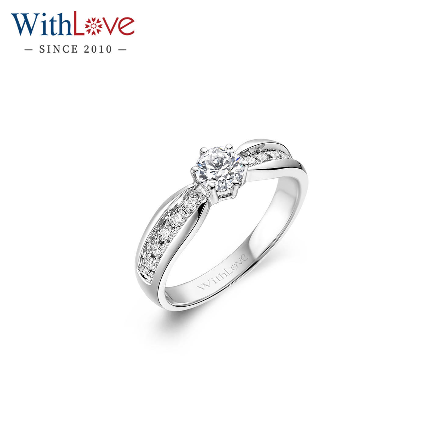 WithLove唯爱品越 18K金六爪钻石戒指 欧式宽版轻奢结婚钻戒