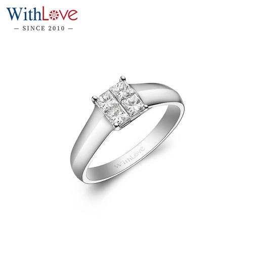 WithLove18K金公主方钻戒定制