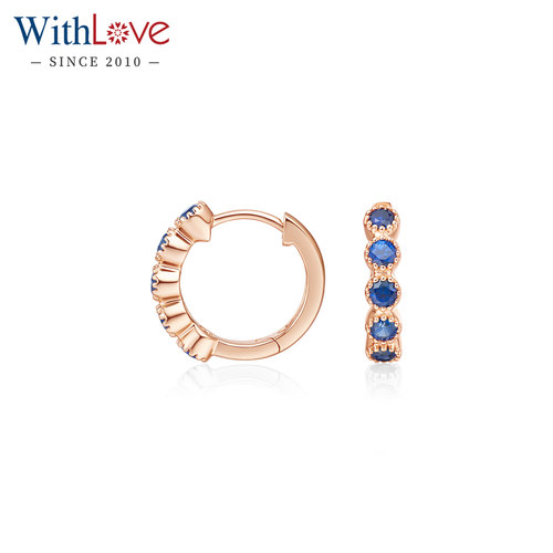 WithLove18K金排镶蓝宝石耳环