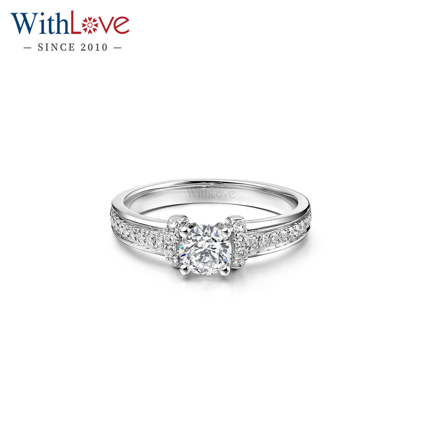 WithLove 18K金豪华GIA钻石戒指Pt950铂金四爪结婚钻戒求婚女定制