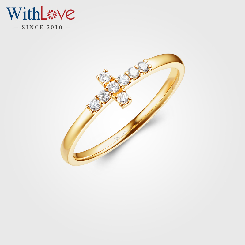 WithLove18K金十字架钻石戒指