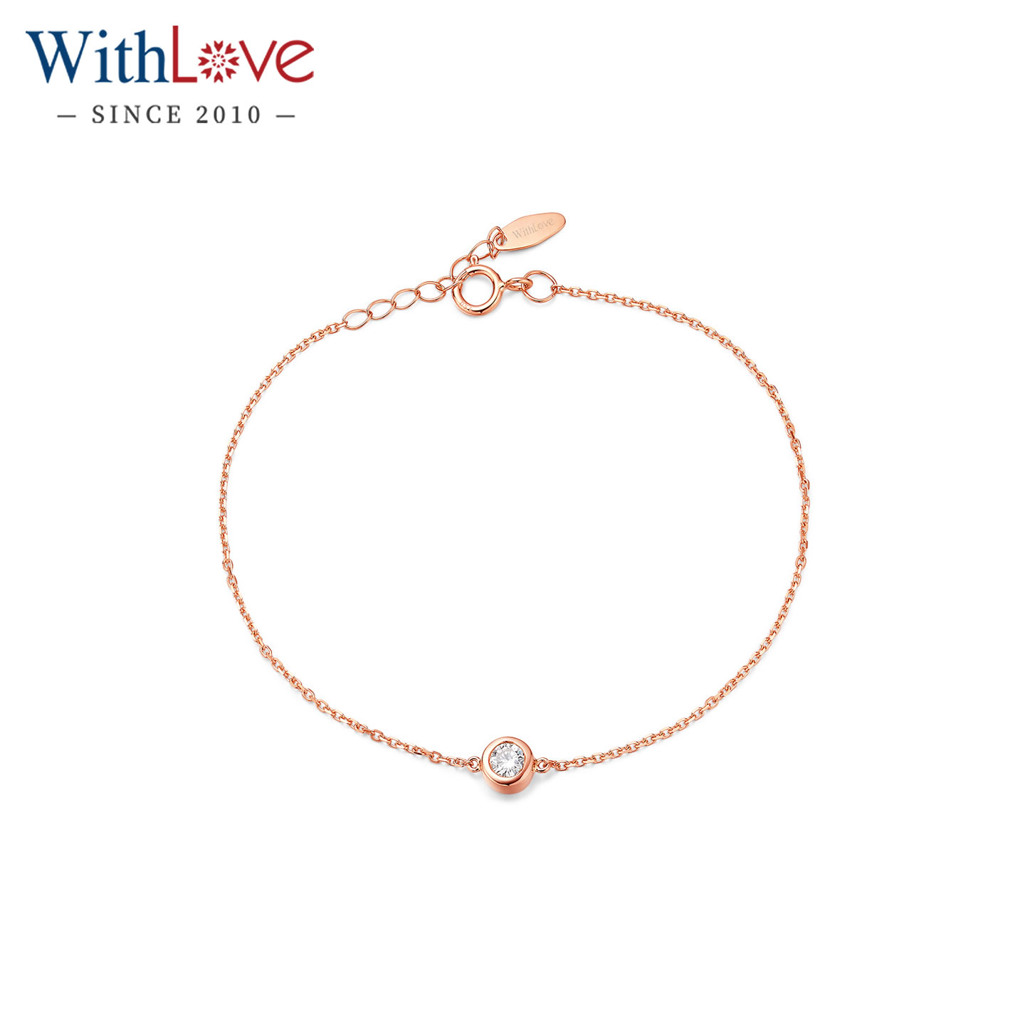 WithLove 玫瑰18K金钻石手链轻奢秀气单钻正品小钻真钻显大送女友