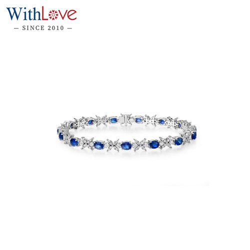WithLove铂金克拉蓝宝钻石手链