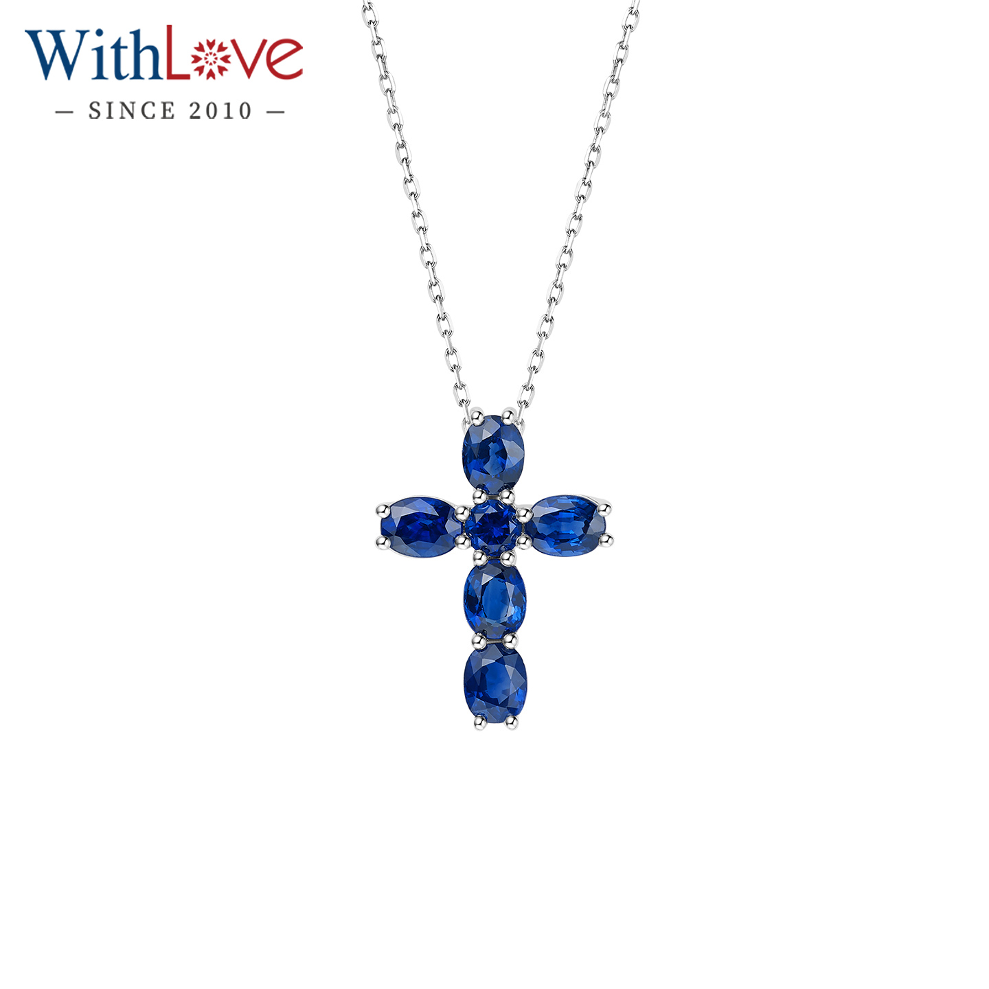 WithLove铂金蓝宝石十字架吊坠