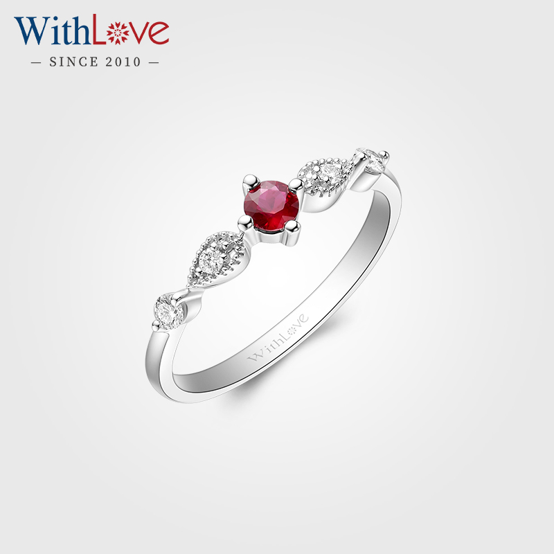 WithLove18K金红宝石钻石戒指