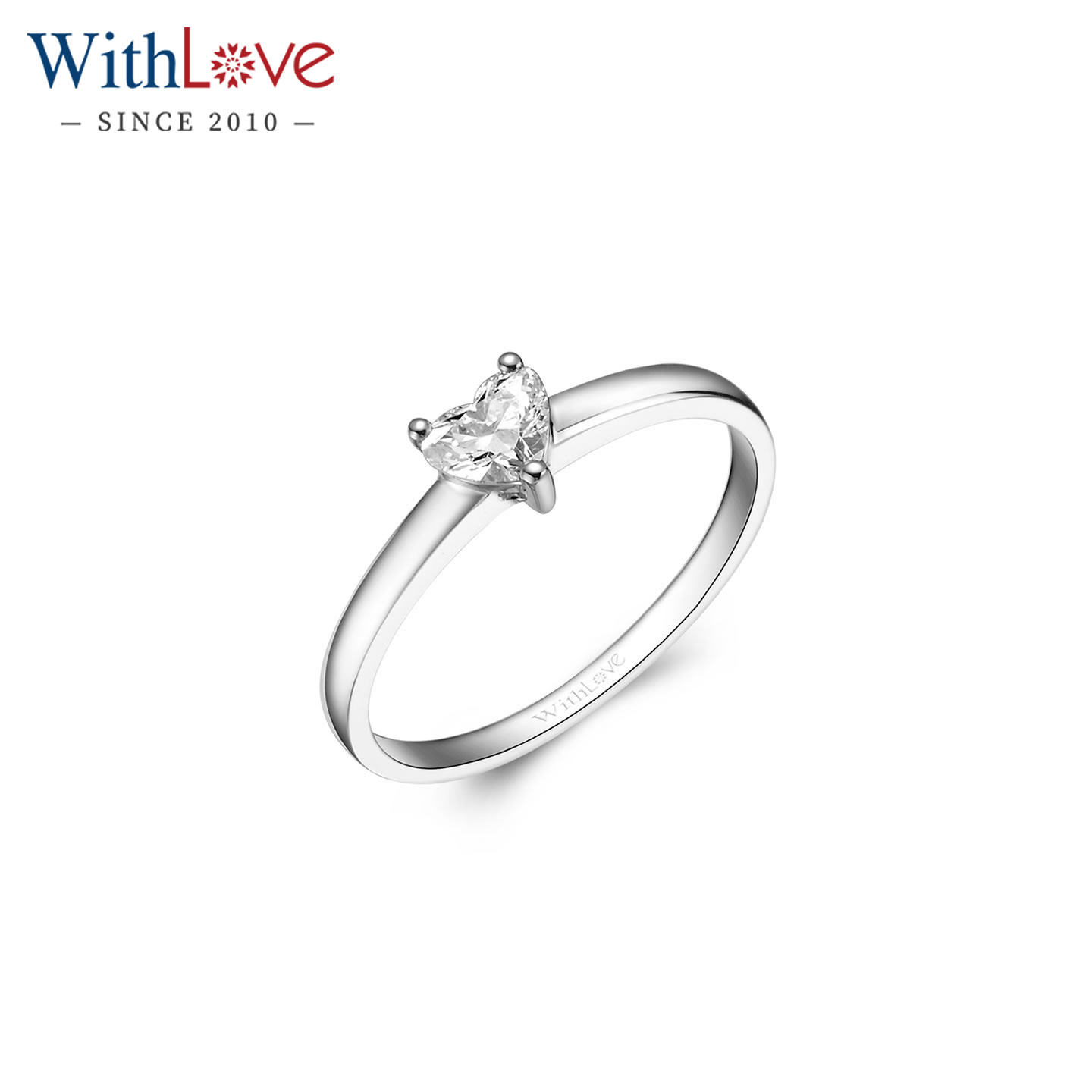 WithLove 白18K金40分心形钻戒 爱心钻石订婚戒指美国GIA证书定制