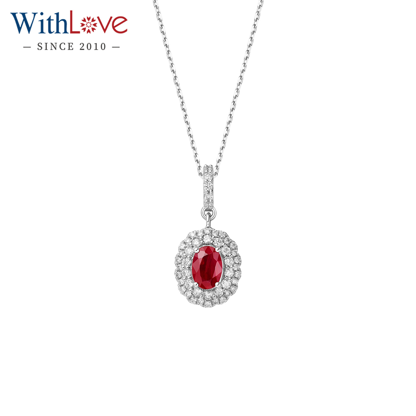 WithLove铂金950红宝石钻石吊坠