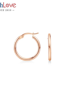 WithLove 玫瑰18K金素金圈圈耳环港风复古轻奢ins时尚圆环耳饰女