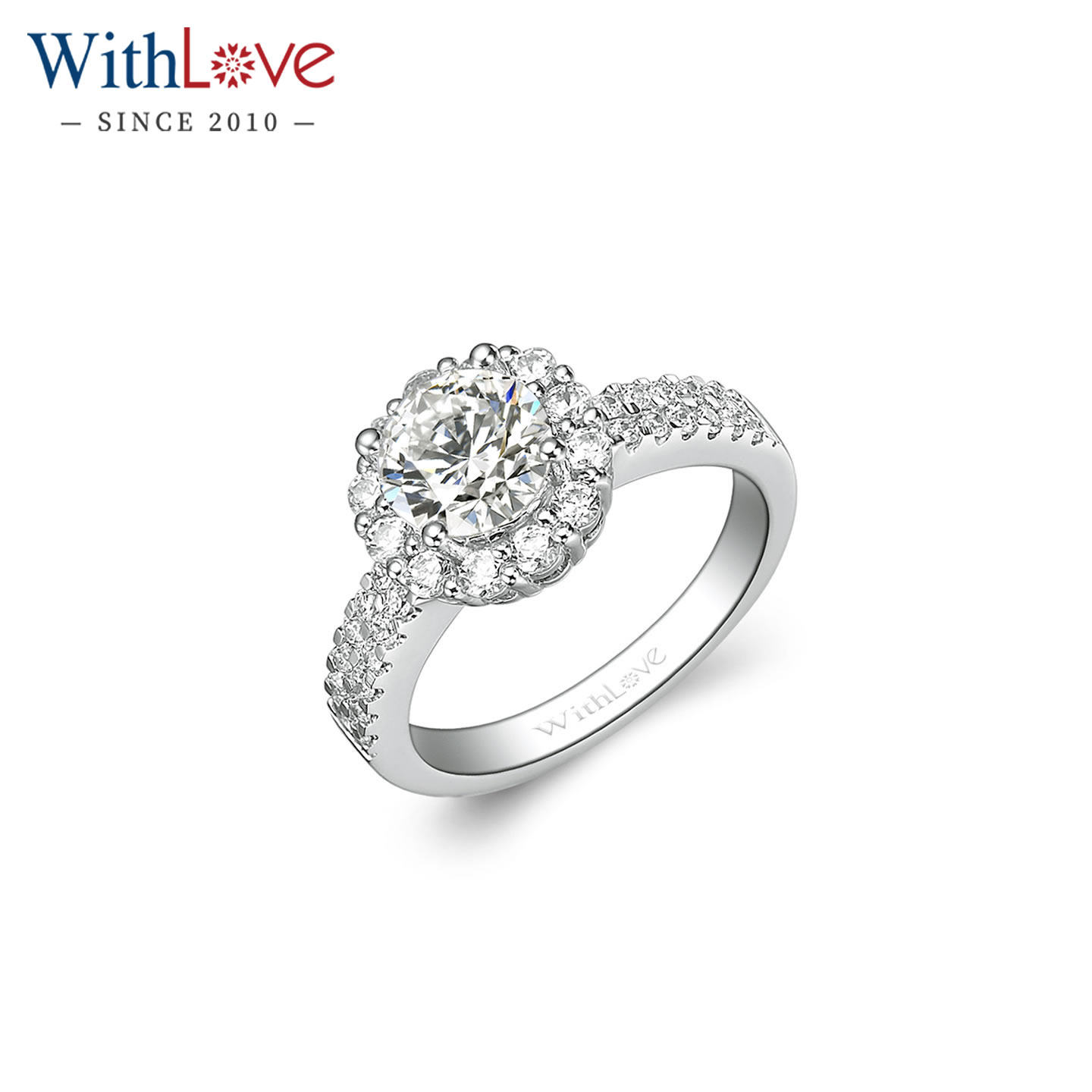 WithLove唯爱品越 白18K金豪华围镶结婚戒指GIA钻石订婚钻戒定制