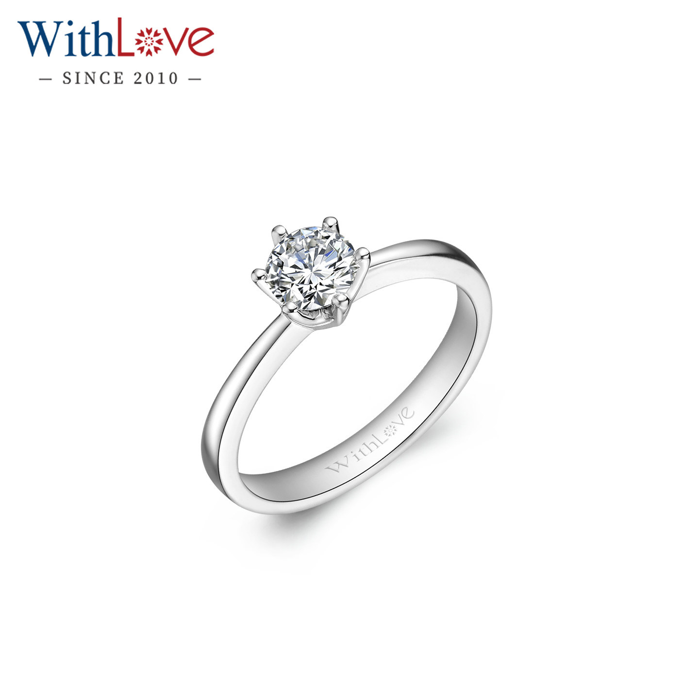 WithLove 18K金40分求婚钻石戒指结婚钻戒GIA真钻六爪显钻女定制