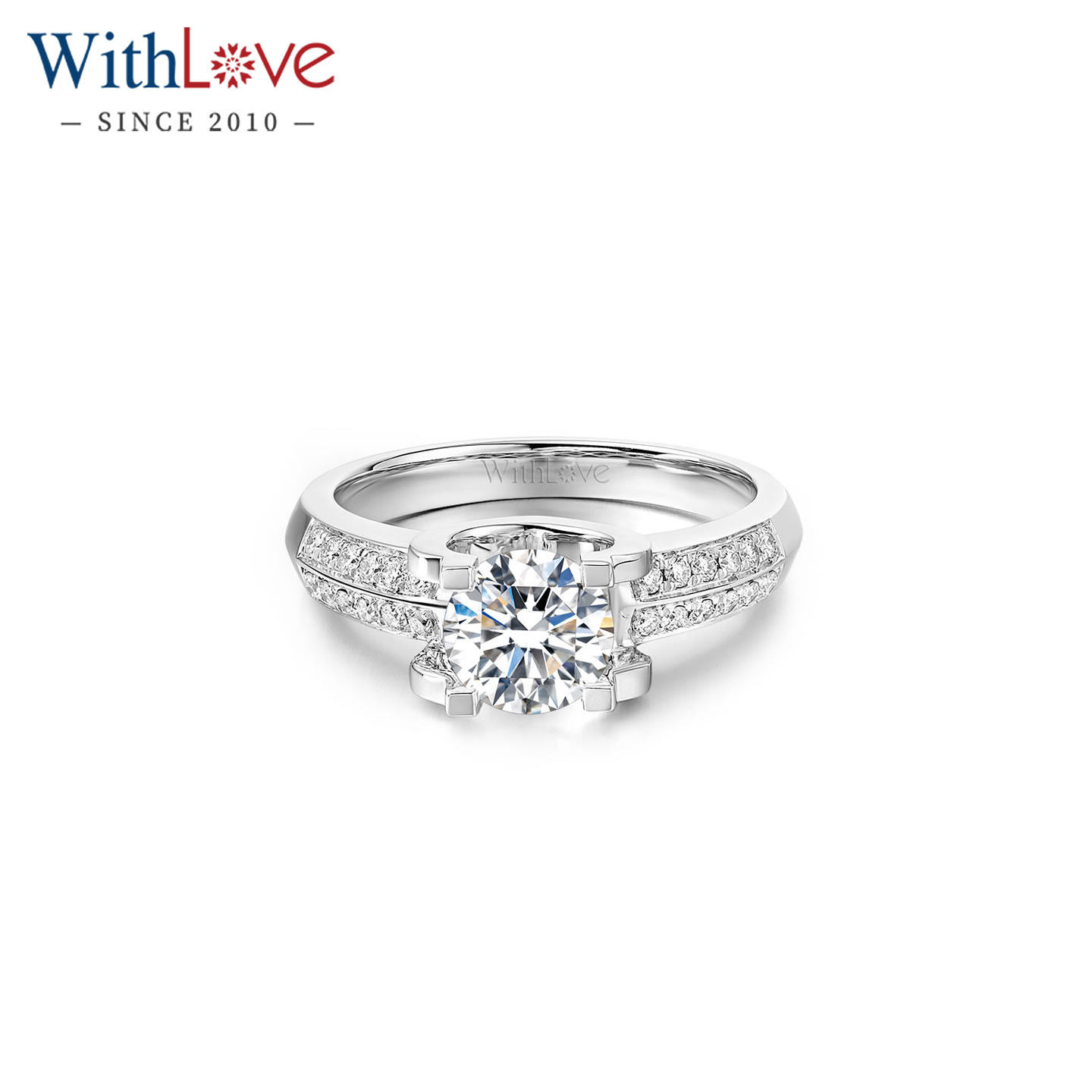 WithLove 白18K金牛头GIA钻石戒指豪华结婚钻戒求婚真钻正品定制
