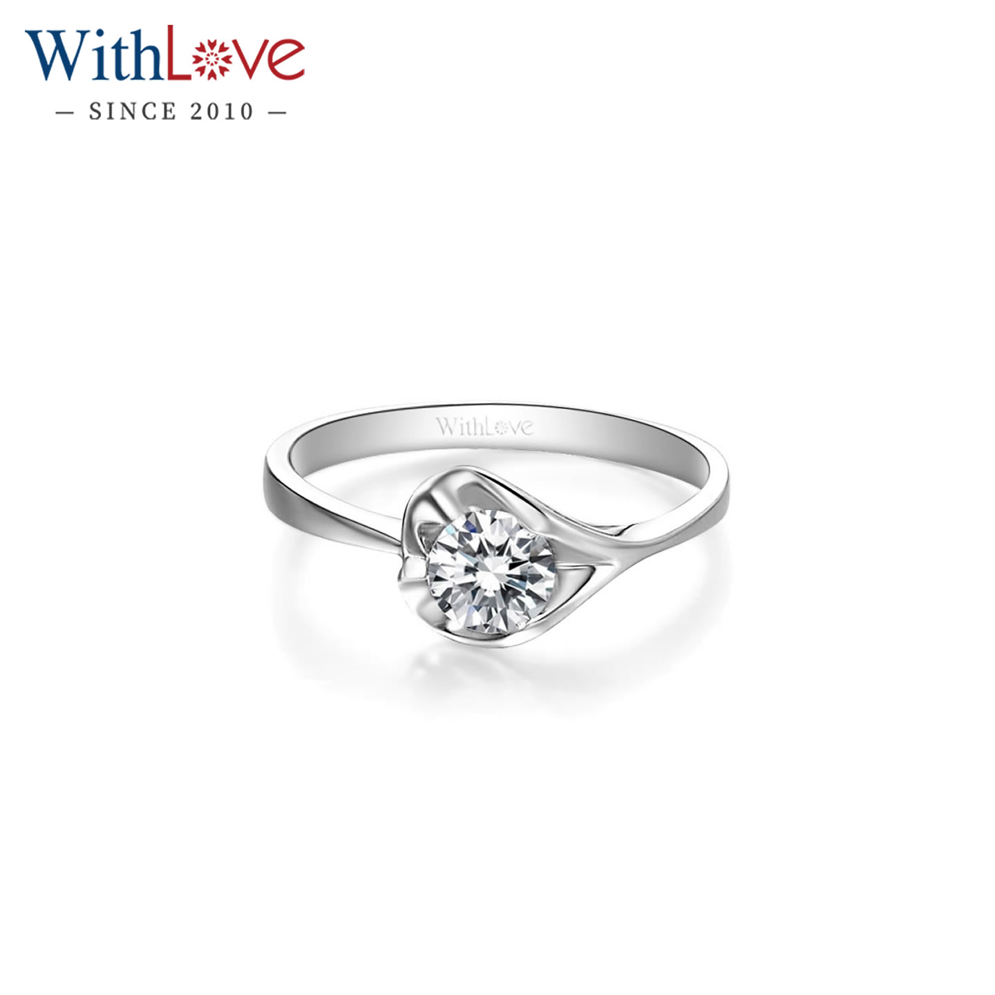 WithLove 18K金40分钻石求婚结婚戒指显钻单钻GIA附证书钻戒定制