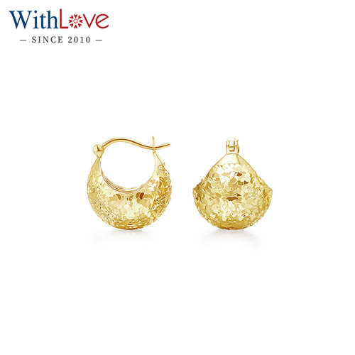 WithLove黄18K金碎碎冰圆球耳环