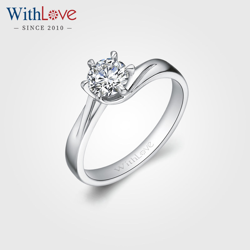 WithLove 18K金扭臂六爪50分钻石戒指Pt铂金钻戒婚戒GIA证书定制