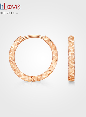 WithLove 玫瑰18K金菱形纹素金耳环设计感高级风时尚百搭耳饰