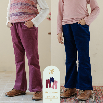 欧利娜利有弹柔软灯芯绒秋喇叭裤