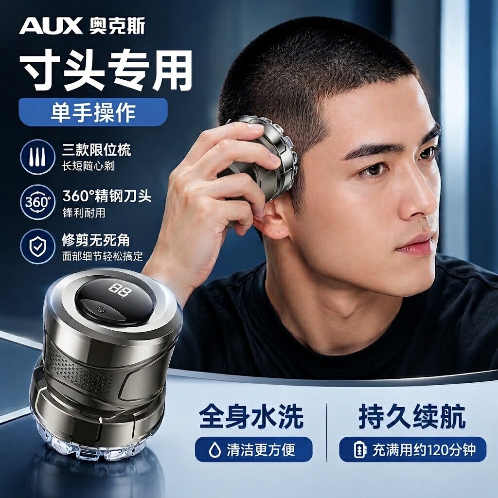 奥克斯寸头理发器自助发型电推剪理发神器男士专用剃头电推子家用