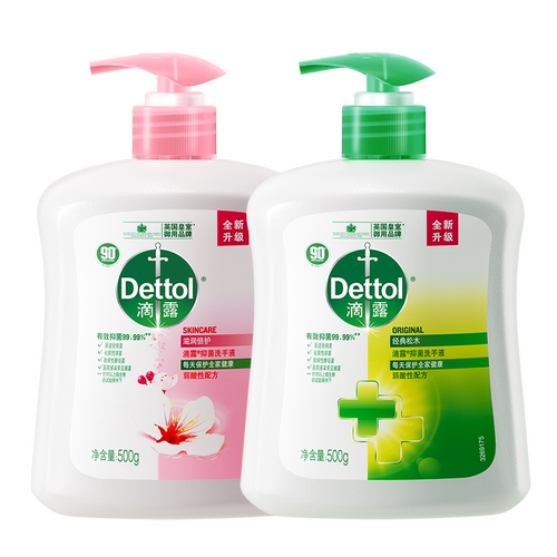 滴露经典滋润松木洗手液包邮家用正装抑菌儿童按压非泡沫500g*2瓶