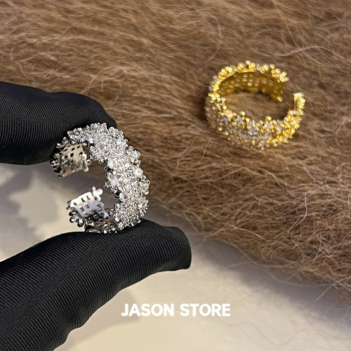 JASON/法式复古满钻锆石戒指小众气质高级感轻奢时尚巨好看食指戒