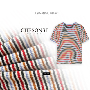 CHESONSE 禾家 芝禾 夏日画意馆 T恤6101 新款 减龄条纹针织短袖