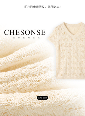 CHESONSE【橘子海日出】朗家 夏季薄款V领镂空针织衫女3021