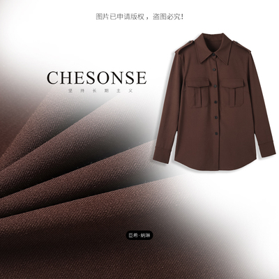 CHESONSE复古单排扣长袖羊毛衬衫