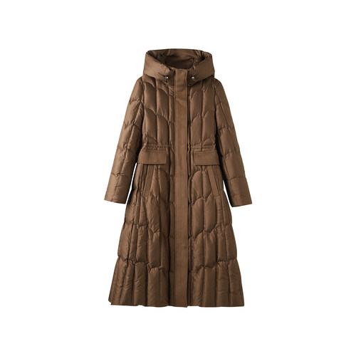 YL-K212-保暖长款拉链连帽冬季纯色女款羽绒服女