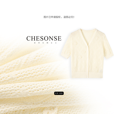CHESONSE夏季薄款提花镂空针织衫