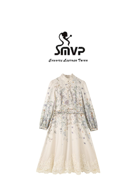 【SMVP】【停泊秋日】维格家 国风盘扣花苞领印花连衣裙1250