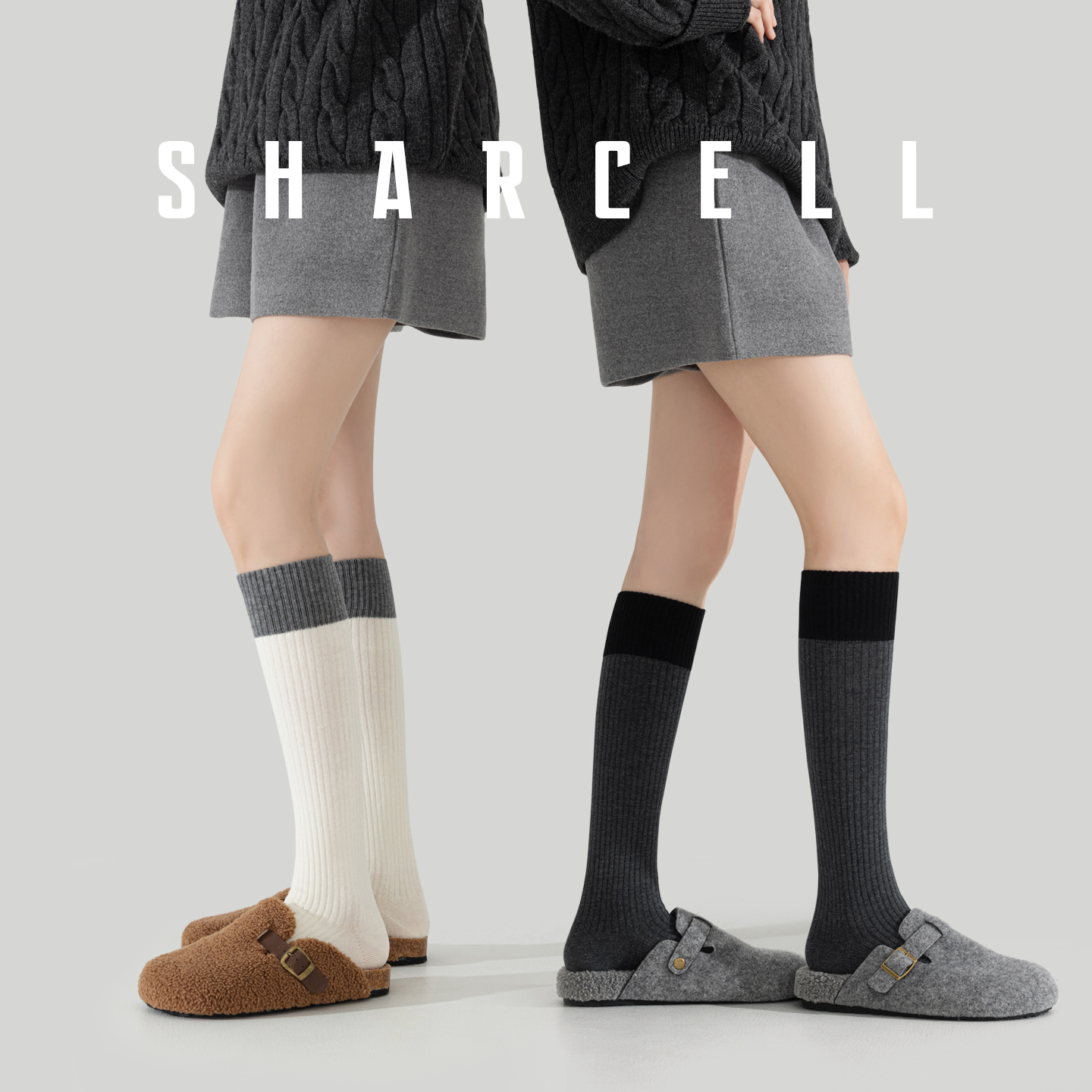 微压显瘦JK小腿袜拼接撞色潮搭