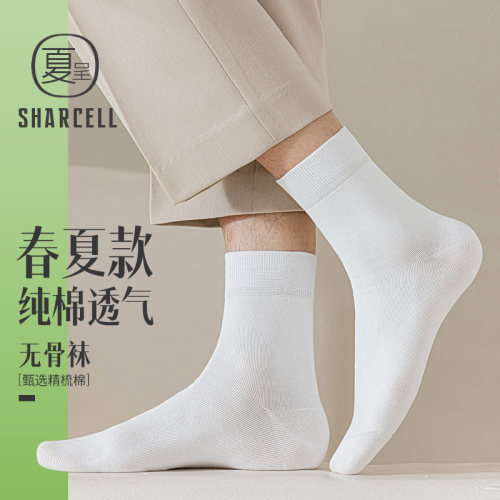 纯棉男士中筒袜春夏薄款无骨抗菌