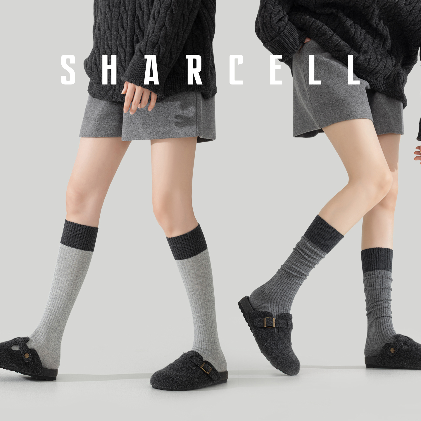 韩系撞色JK长筒小腿袜微压瘦腿