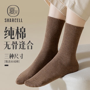 款 中筒袜无骨咖色长筒四季 全棉高筒美拉德长袜 薄款 袜子女纯棉夏季