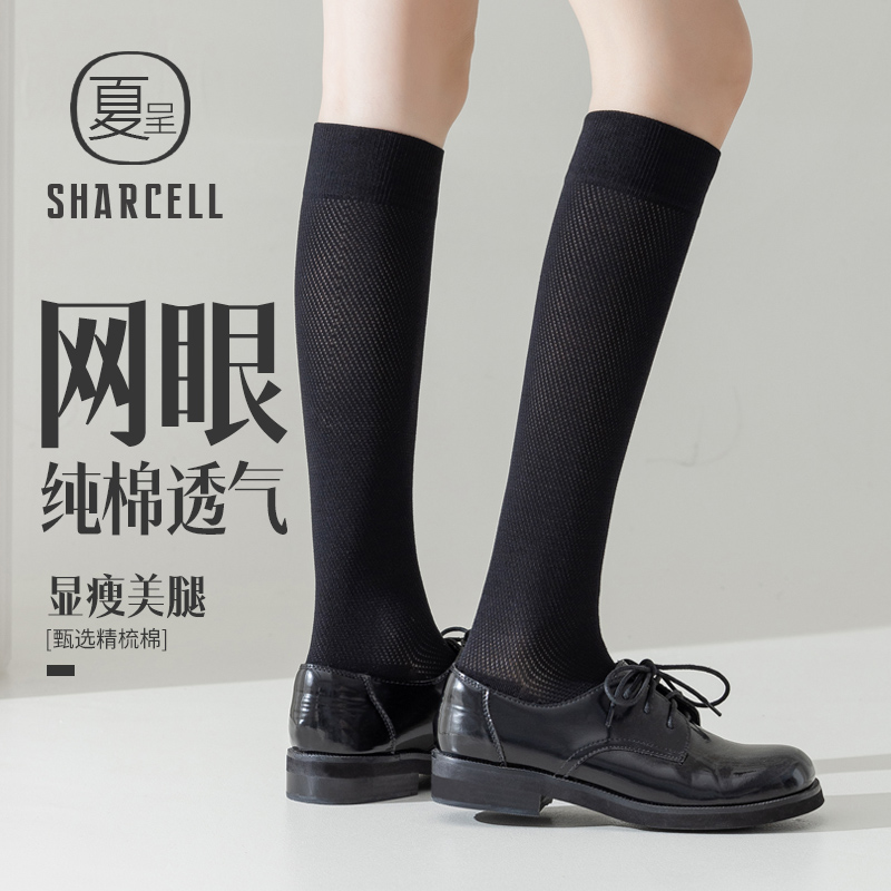 网眼透气夏季薄款女士小腿袜