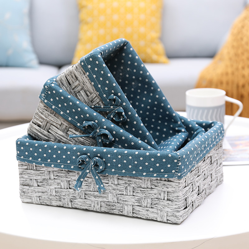 创意桌面收纳盒纸编化妆品收纳盒茶几杂物储物筐零食遥控器收纳筐